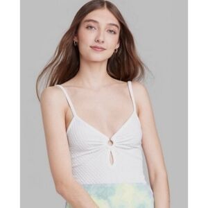 Wild Fable Vneck Keyhole Bodysuit White Size L